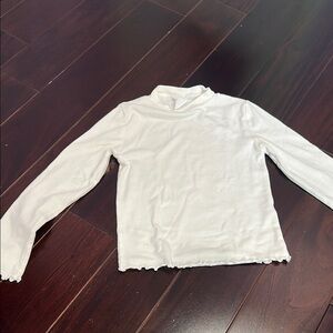 Zara White Long Sleeve Tee with Ribbed Detailing
